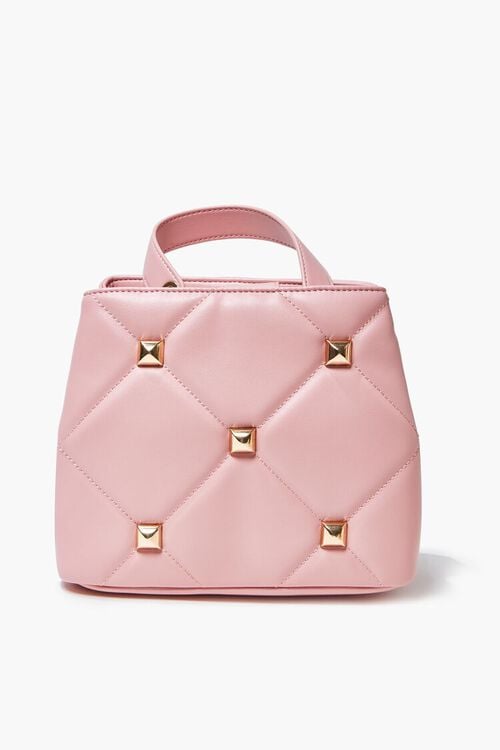 PINK Studded Quilted Faux Leather Satchel, image 1