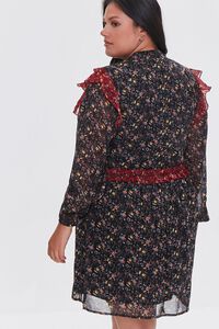 BLACK/MULTI Plus Size Ditsy Floral Mini Dress, image 3
