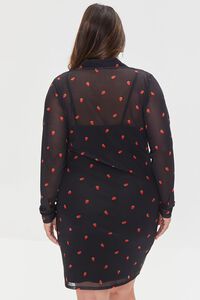 BLACK/MULTI Plus Size Mesh Strawberry Print Dress, image 3