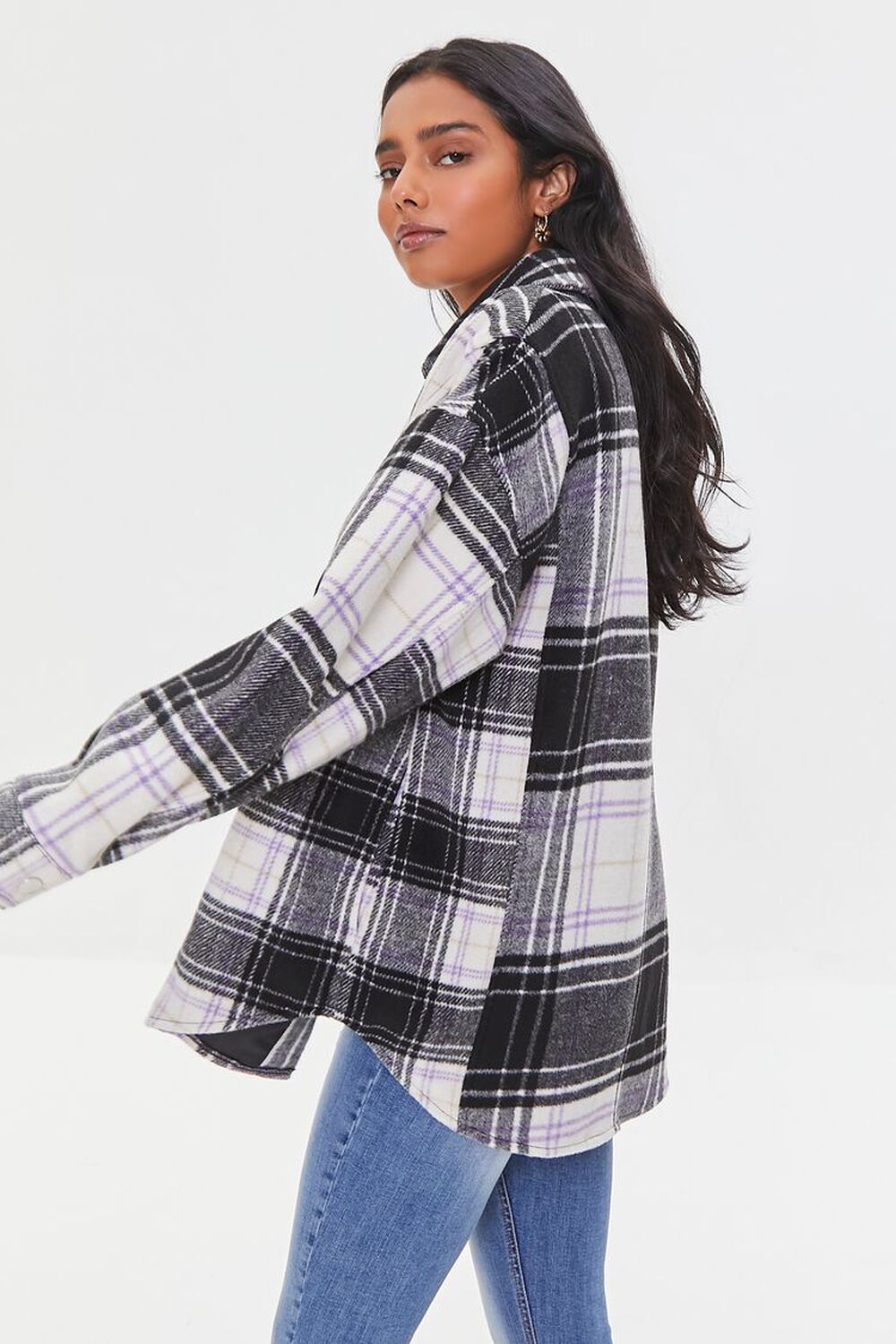 Plaid Snap-Button Front Shacket