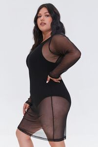 BLACK Plus Size Mesh Swim Cover-Up Dress, image 2