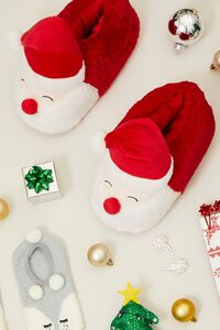 RED/WHITE Plush Santa Indoor Slippers, image 1