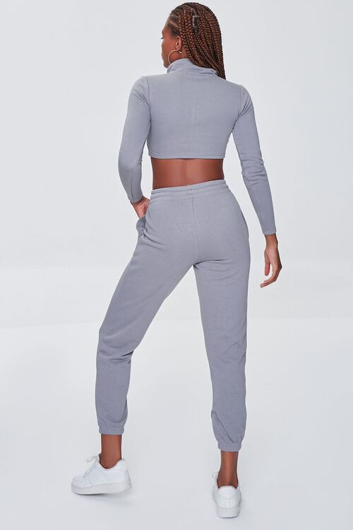 GREY French Terry Crop Top & Joggers Set, image 3