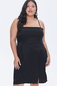 BLACK Plus Size Jacquard Cami Dress, image 1