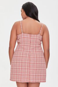 RUST/MULTI Plus Size Tweed Plaid Mini Dress, image 3