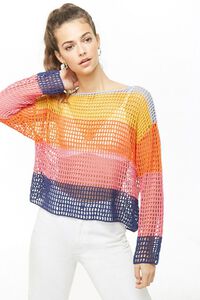 Colorblock Open-Knit Sweater, image 2