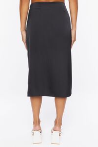 BLACK Button-Front Slit Midi Skirt, image 5