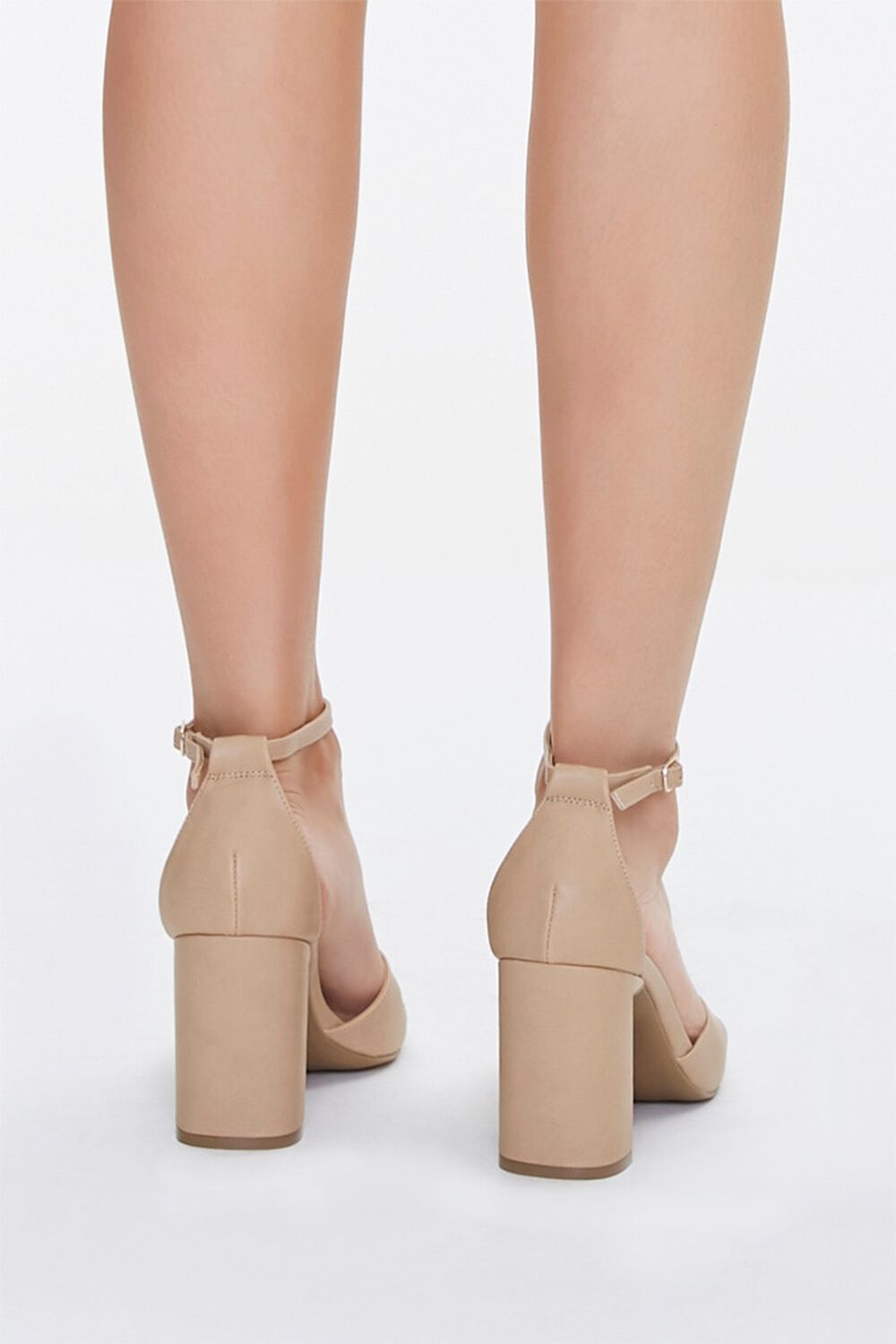NATURAL Faux Leather Chunky Heels, image 3