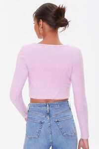 PINK Fuzzy Cropped Cardigan Sweater, image 3