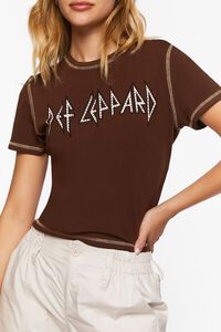 BROWN/MULTI Def Leppard Studded Graphic Baby Tee, image 5