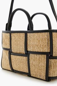 NATURAL/BLACK Basketwoven Straw Tote Bag, image 5