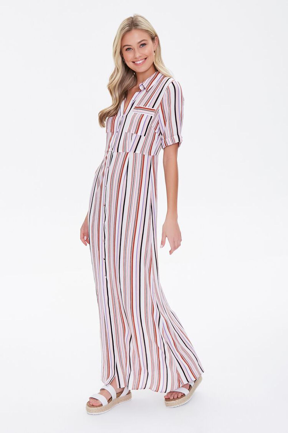 BLUSH/MULTI Multicolor Striped Dress, image 1