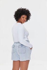 WHITE Plus Size Ruched Crop Top, image 3