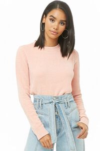 Ribbed-Trim Chenille Sweater, image 1