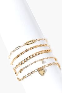 GOLD Heart Charm Bracelet Set, image 1