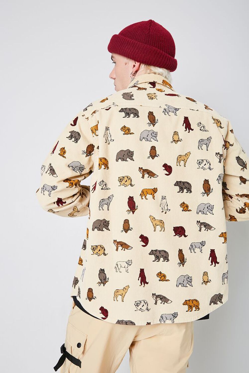 TAUPE/MULTI Animal Print Buttoned Shirt, image 3