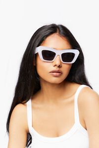 WHITE/BLACK Cat-Eye Frame Sunglasses, image 2