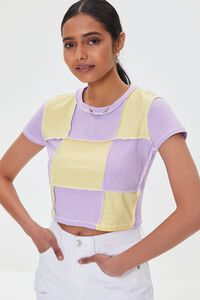 CANTALOUPE/LAVENDER Patchwork Cropped Tee, image 6