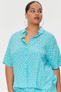 BLUE/SHERBERT Plus Size Wavy Checkered Shirt, image 6