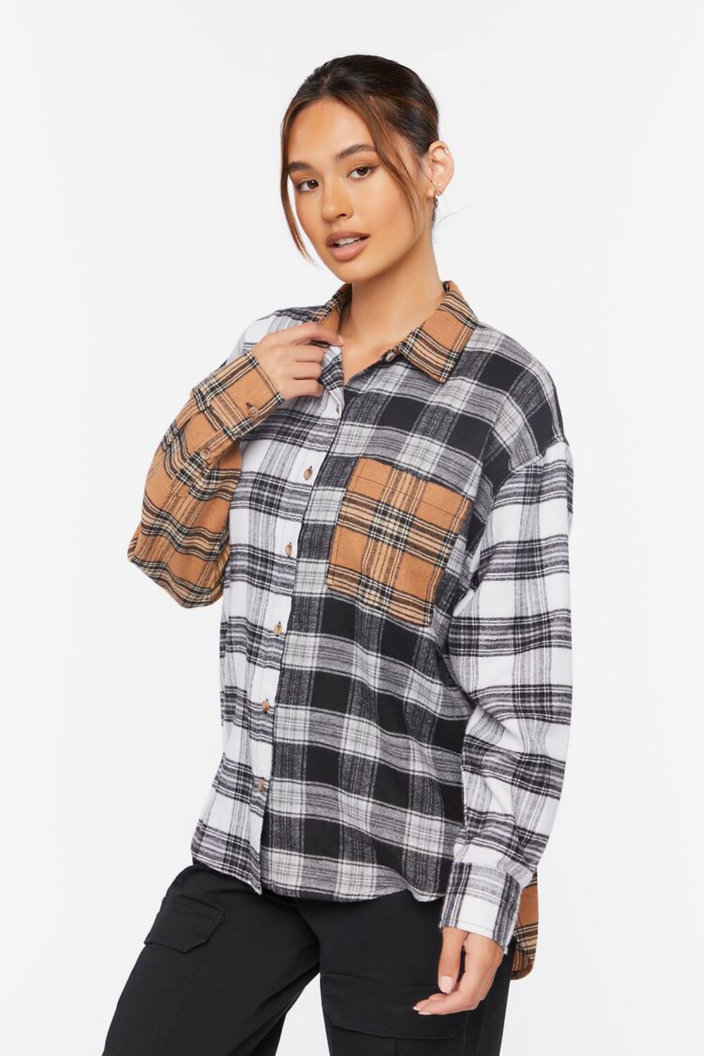 WHITE/MULTI Reworked Plaid Flannel Shirt, image 2
