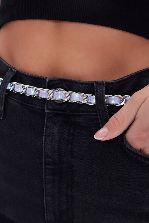 SILVER/MULTI Faux Patent Leather Chain Hip Belt, image 2