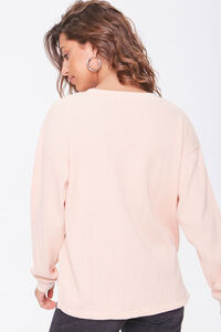 DUSTY PINK Waffle Knit Pocket Top, image 3