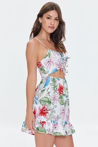 WHITE/MULTI Tropical Print Lace-Front Mini Dress, image 2