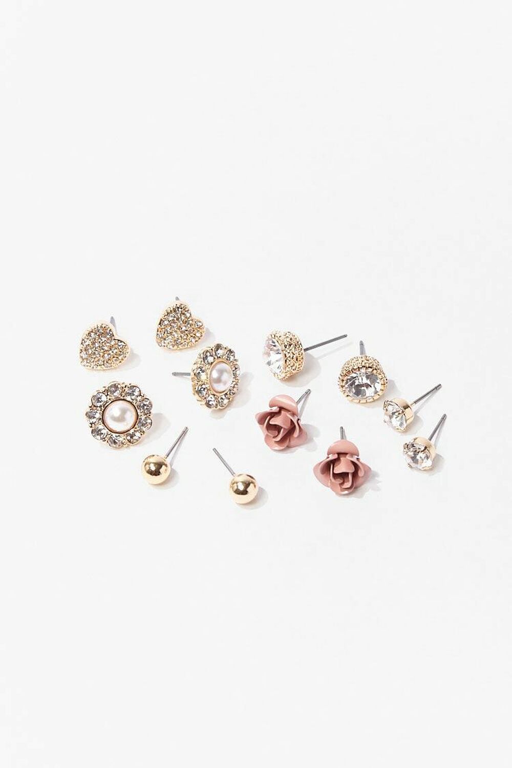 GOLD/PINK Assorted Stud Earring Set, image 1