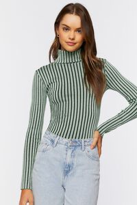 SAGE/BLACK Striped Turtleneck Sweater, image 6