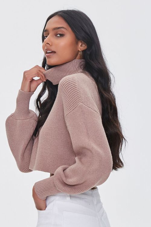 TAUPE Turtleneck Cropped Sweater, image 2