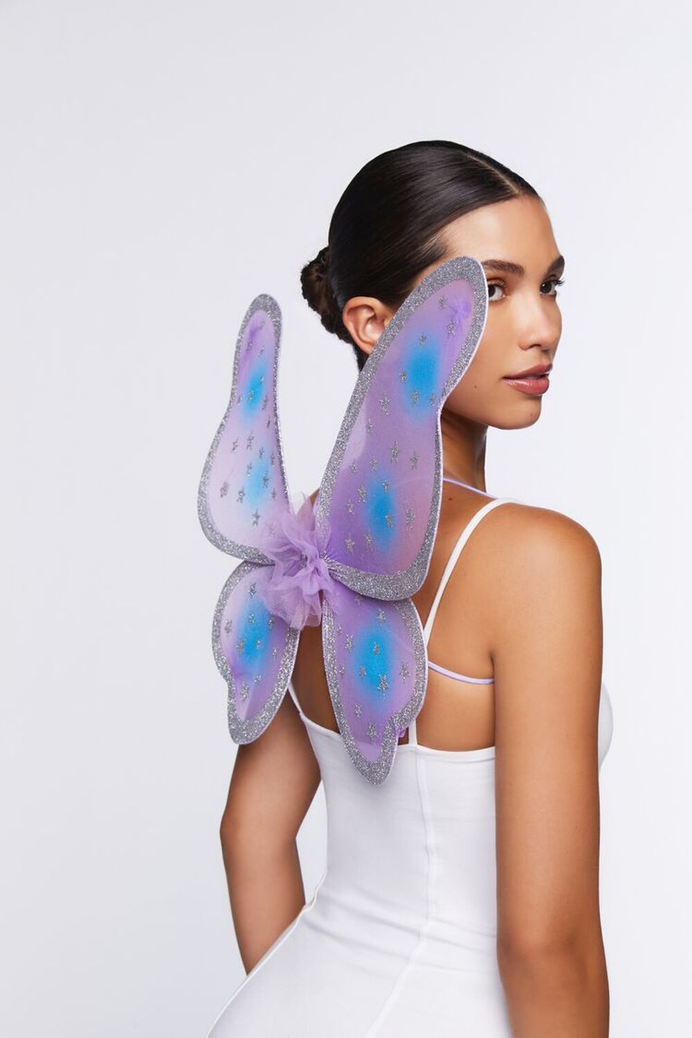 PURPLE/SILVER Butterfly Costume Wings, image 1