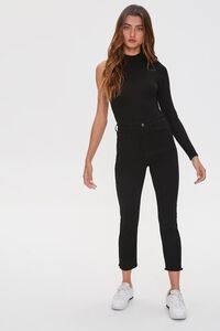 BLACK One-Sleeve Mock Neck Bodysuit, image 4