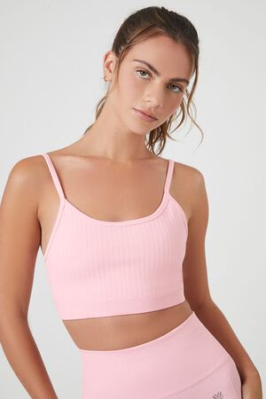 Forever 21 Women's Seamless Space Dye Twisted Sports Bra in Mauve