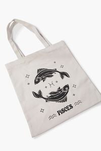 PISCES/GREY Zodiac Graphic Tote Bag, image 3
