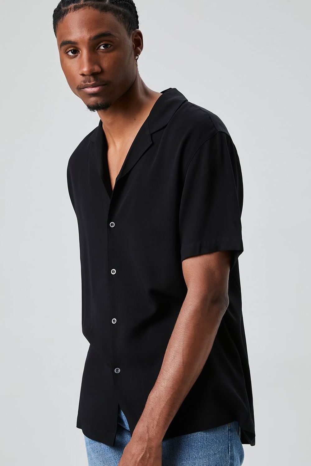 BLACK Drop-Sleeve Buttoned Shirt, image 1