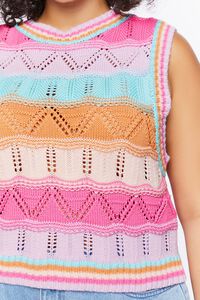 PINK/MULTI Plus Size Colorblock Sweater Vest, image 5