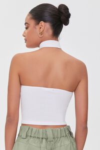WHITE Cropped Halter Sweater Top, image 3