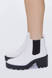 WHITE Faux Leather Chelsea Booties, image 2