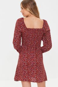 BURGUNDY/MULTI Ditsy Floral Ruched Mini Dress, image 3