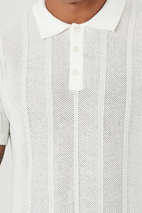 WHITE Ribbed Textured Polo Shirt, image 5