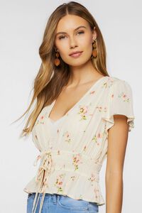 Plunging Floral Print Top, image 1