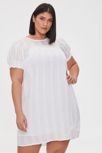 WHITE Plus Size Striped Mini Dress, image 2