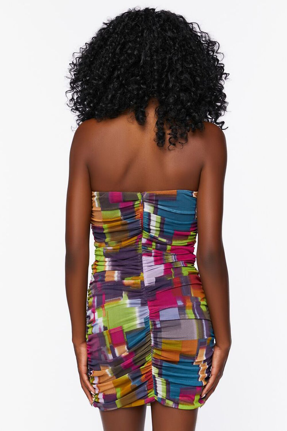 PURPLE/MULTI Mesh Abstract Print Tube Dress, image 3