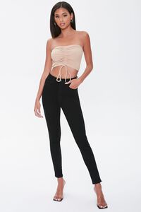 TAUPE Ruched Drawstring Tube Top, image 4