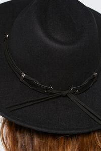 BLACK/SILVER Knotted Faux Leather-Trim Fedora, image 4