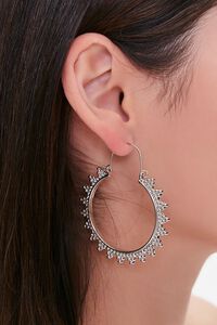 SILVER Ornate Hoop Earrings, image 1