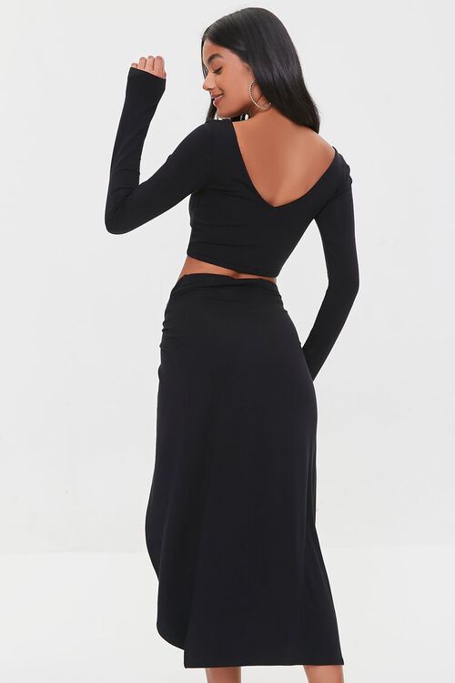 BLACK Crop Top & Skirt Matching Set, image 3