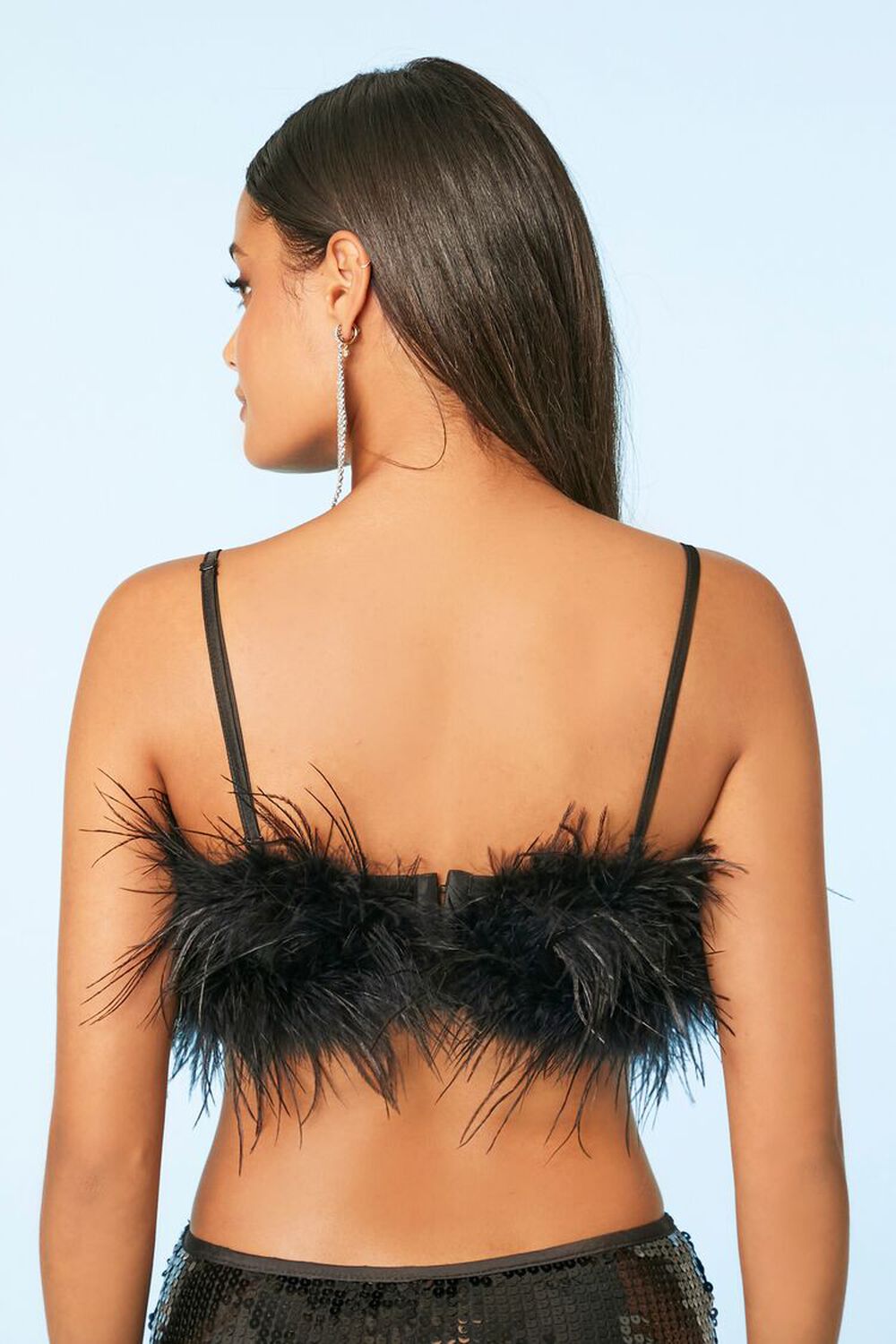 BLACK Feather Cropped Cami, image 3