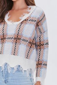 TAN/CREAM Frayed Plaid Sweater, image 5