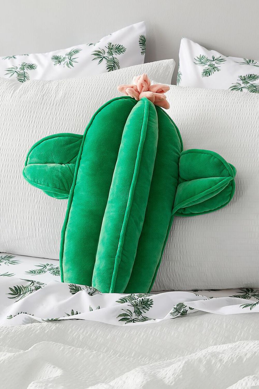 GREEN/PINK Plush Cactus Throw Pillow, image 1